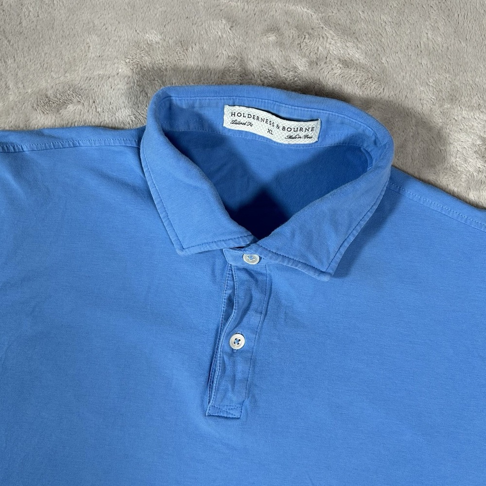 Holderness & Bourne Mens XL Blue The Scott Pima Cotton Performance Golf Polo
